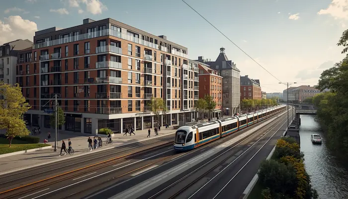 quartier étudiant à Nantes avec tramway espaces verts et immeubles modernes proche centre-ville