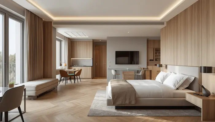 Studio étudiant haut de gamme à Montpellier avec décoration design, lumière naturelle et prestations modernes près des universités
